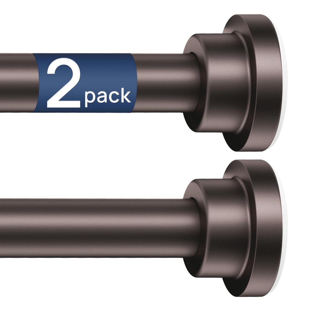 ENJOYBASICS 2 Pack Tension Curtain Rod, 32-66" Adjustable, Stable, Black