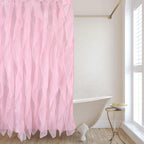 White Ruffle Shower Curtain for Bathroom Sheer Shower Curtain, 72in Long