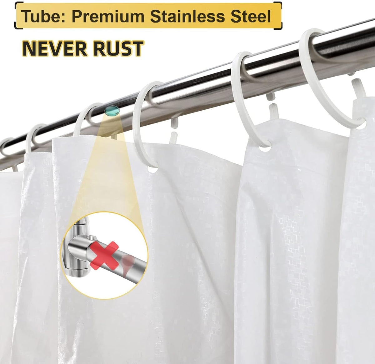 Chrsouly Curved Shower Curtain Rod, Heavy Duty, Adjustable 42-72 inch