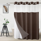 No Hook Shower Curtain and Liner Set, Ombre Black and White, 71x74