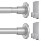 CorkLatta Matte Black Shower Curtain Rod,1 Inch Diameter Stainless Steel Adjustable Spring Tension Rods 32 to 80",with Holders,Anti-Slip,Curtain Rods No Drilling(1 Pack)