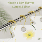 Gold Shower Curtain Hooks, Amazer Shower Curtain Rings Hooks, 12 Pcs Stainless Steel Shower Hooks for Shower Curtain, Rust Proof Shower Curtain Hooks, Shower Hooks for Curtain Bathroom
