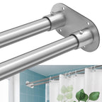 Double Curved Shower Curtain Rod 42 to 72 Inches Elegant Double Shower Curtain Rod Adjustable Wall Mounted Double Shower Curtain Pole for Bathroom (Black, 42 to 72")