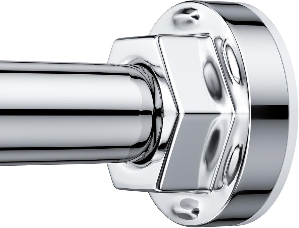 Shower Curtain Rod 27-79 Inches, Adjustable Tension Shower Rod No Drilling, No Slip, Spring Tension Curtain Rod for Bathroom Kitchen Closet Windows - Silver