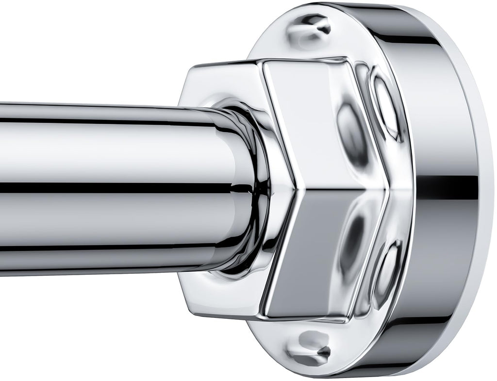 Shower Curtain Rod 27-79 Inches, Adjustable Tension Shower Rod No Drilling, No Slip, Spring Tension Curtain Rod for Bathroom Kitchen Closet Windows - Silver
