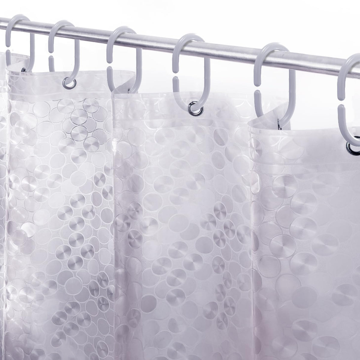 LiBa Shower Curtain PEVA 8G, 72x72 Inch Clear Pebbles with Magnets