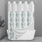 Yiatn Gray Ringless Shower Curtain with Snap-in Liner, 71 x 74 Inch