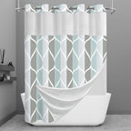 Yiatn Gray Ringless Shower Curtain with Snap-in Liner, 71 x 74 Inch