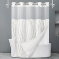 LXBNI Ringless Shower Curtain with Snap-in Liner, Gray White, 71 x 74 Inch