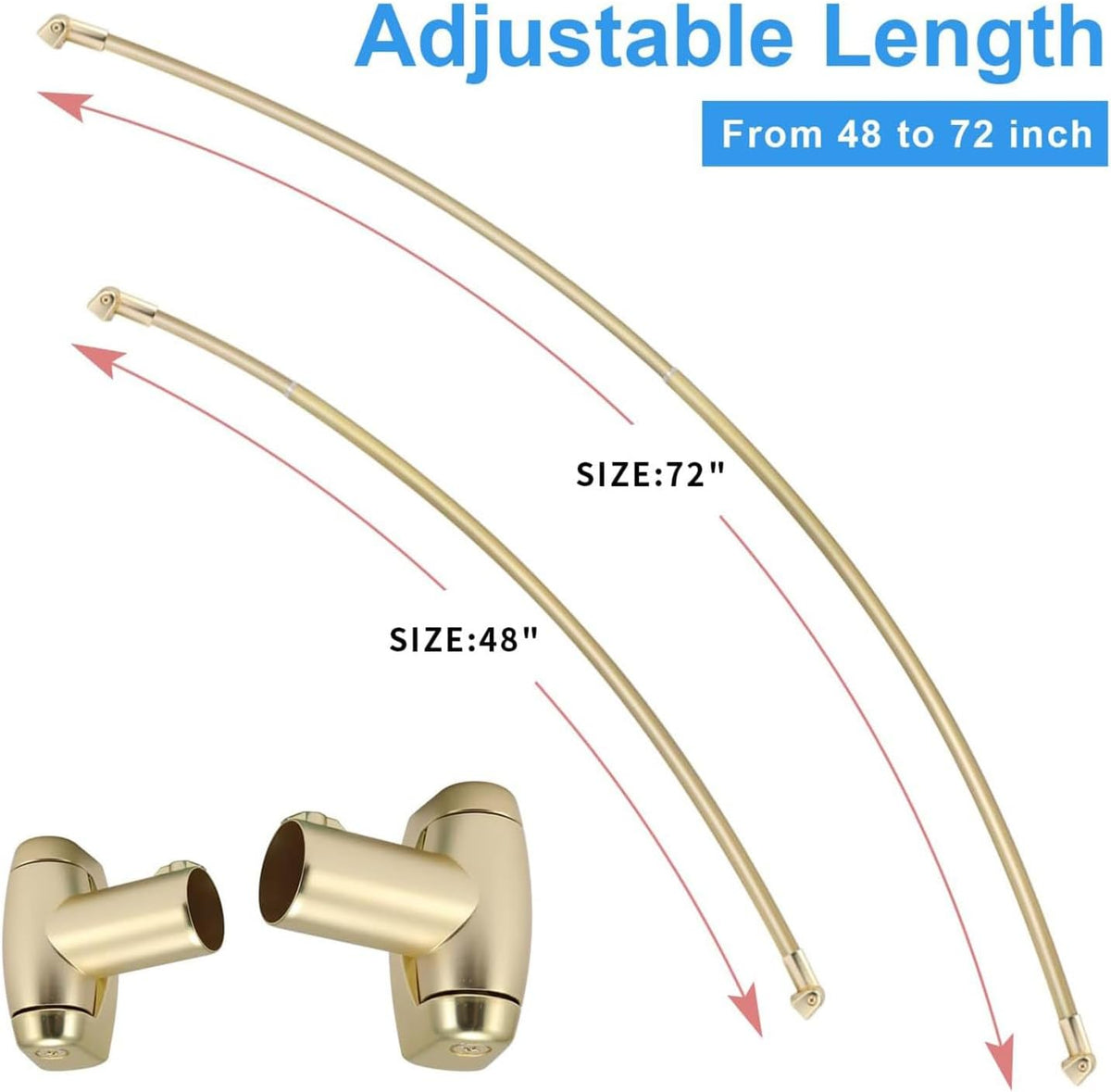 TOPROD Curved Shower Curtain Rod 48-72 Inches Adjustable Round Shower Rods