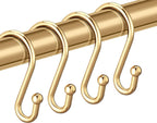 Gold Shower Curtain Rings Hooks, Set of 12 CHICTIE Decorative Shower Curtain Hooks, Premium Metal Rust Resistant S Shaped Hooks Hangers for Bathroom Curtains,Clothing, Towels, etc