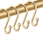 Gold Shower Curtain Rings Hooks, Set of 12 CHICTIE Decorative Shower Curtain Hooks, Premium Metal Rust Resistant S Shaped Hooks Hangers for Bathroom Curtains,Clothing, Towels, etc
