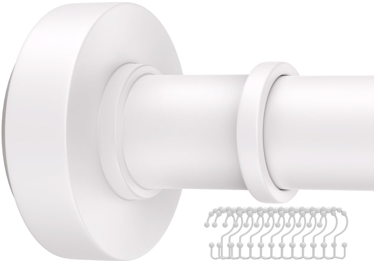 Black Tension Shower Curtain Rod – Adjustable 18-79 Inches, Fits 20-78 Inch Spaces (Ideal for 72" Wide Bathrooms), No Drill Rust Resistant Spring Rod for Bathroom