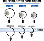 24 Pack 2 Inches Openable Curtain Rings with Clips