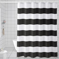 AmazerBath Navy Blue Shower Curtain Stripes, 72" W x 72" H Blue and White Shower Curtain, Fabric Shower Curtains for Bathroom with 2 Heavy Stones, Water Repellent