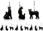 Black Cat Shower Curtain Hooks Set of 12, Decorative Resin Shower Rings