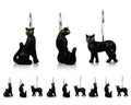 Black Cat Shower Curtain Hooks Set of 12, Decorative Resin Shower Rings
