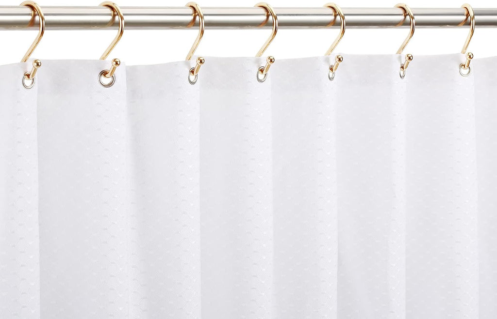 Gold Shower Curtain Rings Hooks, Set of 12 CHICTIE Decorative Shower Curtain Hooks, Premium Metal Rust Resistant S Shaped Hooks Hangers for Bathroom Curtains,Clothing, Towels, etc