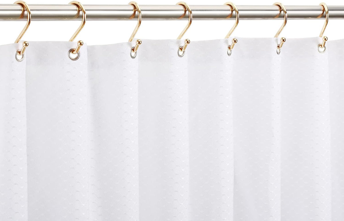 Gold Shower Curtain Rings Hooks, Set of 12 CHICTIE Decorative Shower Curtain Hooks, Premium Metal Rust Resistant S Shaped Hooks Hangers for Bathroom Curtains,Clothing, Towels, etc