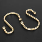 Shower Curtain Hooks, Set of 12 Rust Proof S Shaped Decorative Shower Curtain Rings,Multi-Purpose Hangers S Hooks (Gold)