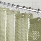 GORILLA GRIP White Waffle Style Textured Fabric Shower Curtain, 72x72