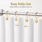 Gold Shower Curtain Hooks, 12 Pack S-Shaped Iron Rings for Bathroom Curtains and Liners, Decorative Metal Shower Hooks for Grommet Curtains, Easy Hanging
