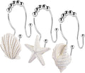 Decorative Shower Curtain Hooks,12 Pcs Seashell Double Shower Curtain Hooks