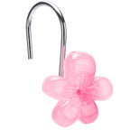 Flower Decorative Shower Curtain Hooks, Glow in The Dark, Set of 12, Pink