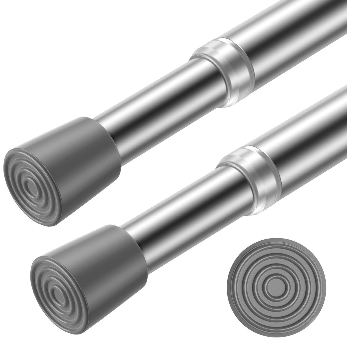 AIZESI 2Pcs Spring Tension Curtain Rods, Adjustable 26-39 Inch, White