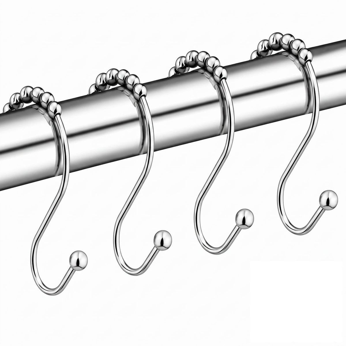 Hotop Shower Curtain Hooks Rings, Stainless Steel S Hooks, 12 Pieces
