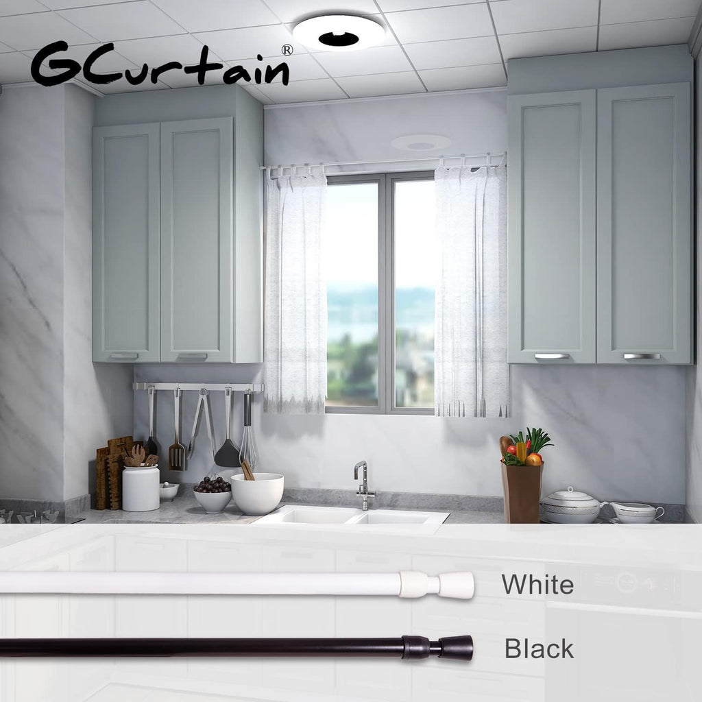 2PCS Shower Curtain Rod No Drilling, Spring Tension Rod, 27-47 Inch, 1/2 Inch Diameter, Rubber Cap on Either End, White
