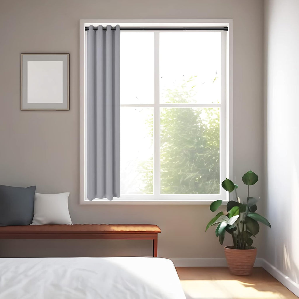 Black Tension Curtain Rod for Windows 28 to 48 Inch Spring Curtain Rods