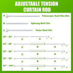 Ausemku Shower Curtain Rod Tension - 32-80 Inch Never Rust Non-Slip Spring Tension Curtain Rod No Drilling Stainless Steel Curtain Rod Use Bathroom Kitchen（White）