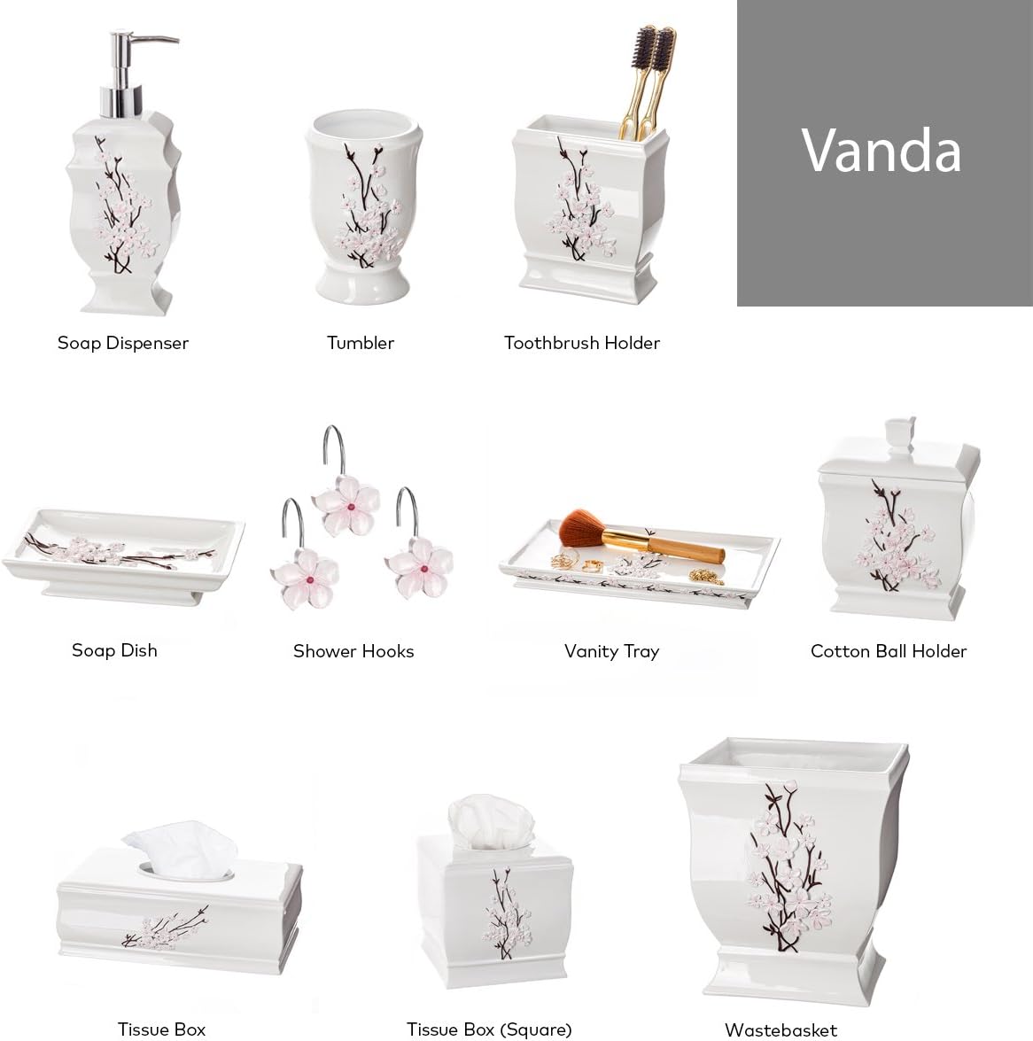 Creative Scents Vanda Shower Curtain Hooks Decorative | Set of 12