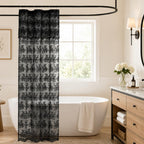 TUDECO Lace Brown Shower Curtain with Attached Valance, 72 x 72 Inch