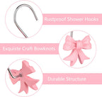 12 pcs Bow Knot Shower Curtain Hooks,Home Decorative Shower Curtain Rings