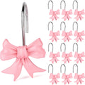 12 pcs Bow Knot Shower Curtain Hooks,Home Decorative Shower Curtain Rings