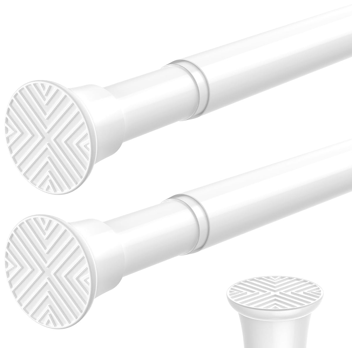 2PCS White tension rod 23-46Inch,Tension Curtain Rods No Drilling
