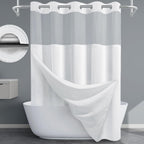 256GSM Heavyweight Ringless Waffle Shower Curtain with Liner, 71x74, White