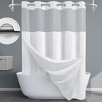 256GSM Heavyweight Ringless Waffle Shower Curtain with Liner, 71x74, White