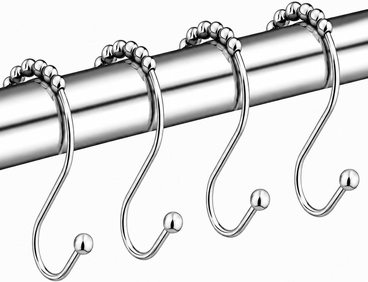 Hotop Shower Curtain Hooks Rings, Stainless Steel S Hooks, 12 Pieces