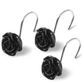 Cute Rose Floral Shower Curtain Hooks Rings for Bathroom,Pink 12PCS