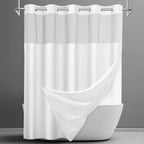 SORTTO Ringless Waffle Shower Curtain with Snap in Liner Set, 71x74, White