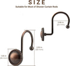 Shower Curtain Hooks,Rust-Resistant Decorative Rings,12-Pack,Bronze
