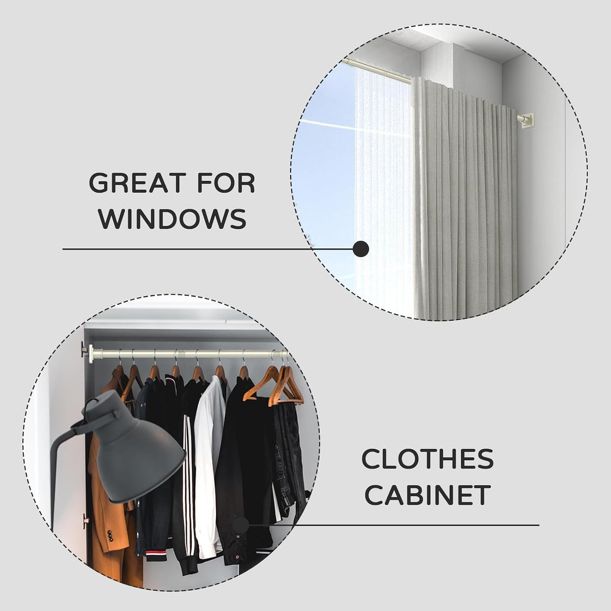 UIOSANRT Brushed Nickel Shower Curtain Rod 31-79 Inches Non-Slip Shower Rod Tension Mounted No Drill Tension Shower Curtain Rods Spring Tension Rod for Windows Bathroom