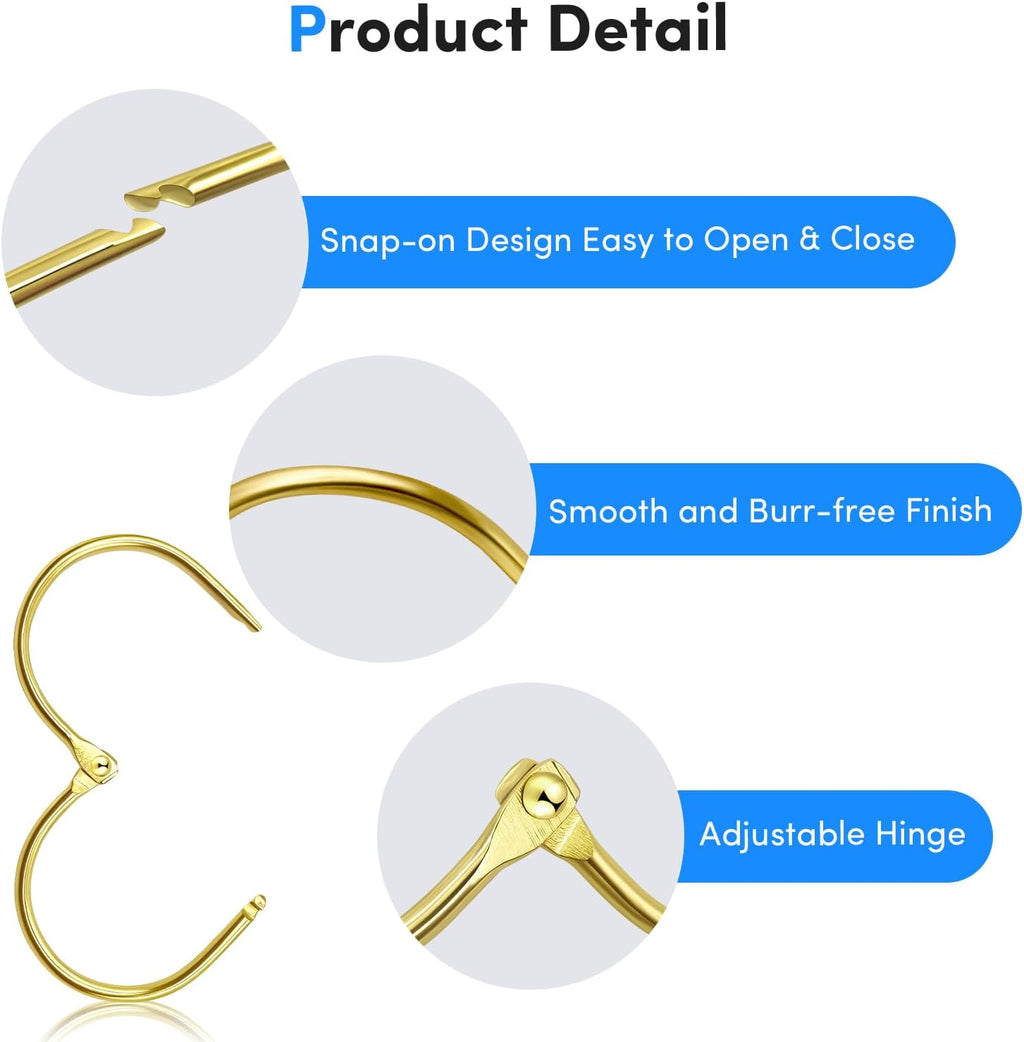 Shower Curtain Hooks Rings - ELWEY Shower Curtain Hooks Rust Proof