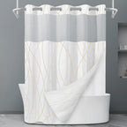 LXBNI Ringless Shower Curtain with Snap-in Liner, Gray White, 71 x 74 Inch