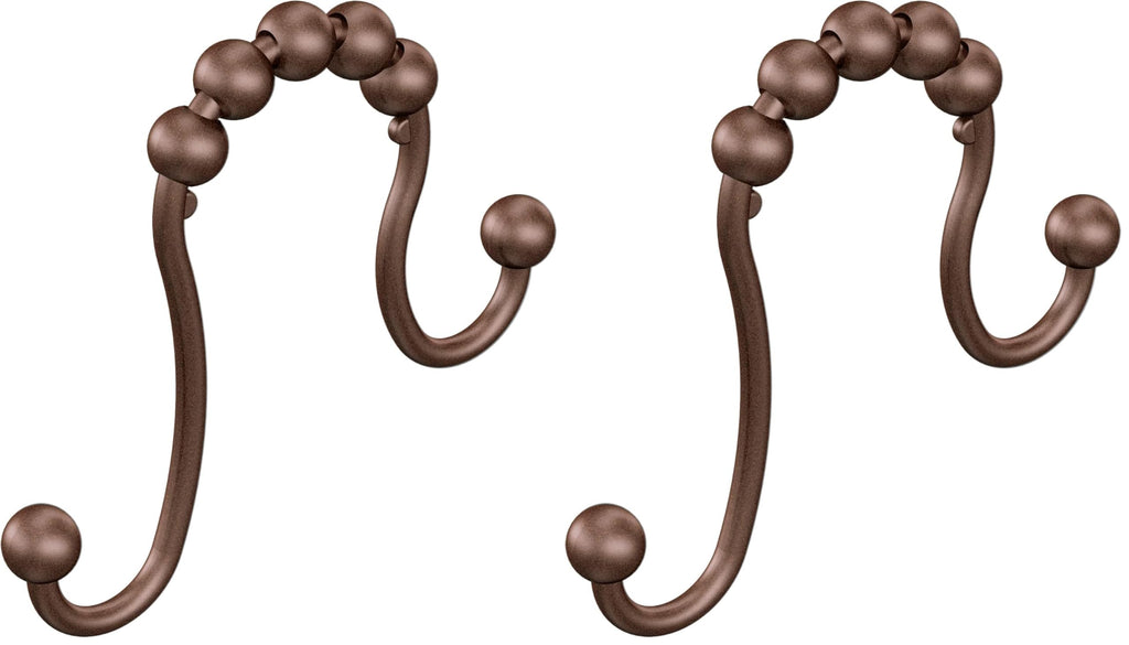 Moen Brushed Nickel Shower Curtain Rings with Double Hooks for Bathroom Shower Rod, (Pack of 12), SR2201BN