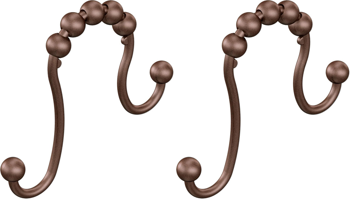 Moen Brushed Nickel Shower Curtain Rings with Double Hooks for Bathroom Shower Rod, (Pack of 12), SR2201BN