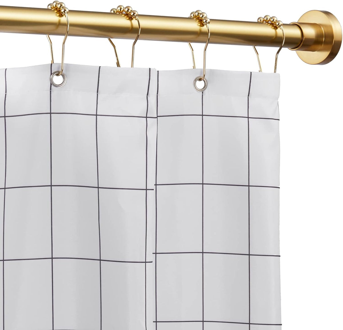 Shower Curtain Rod Tension- No Drill Non-Slip Spring Tension Shower Rod for Window or Bathroom, 43-73 inches Metal Steel, Gold